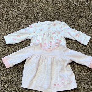 Baby Girl's Pink and White Long Sleeve Shirts
